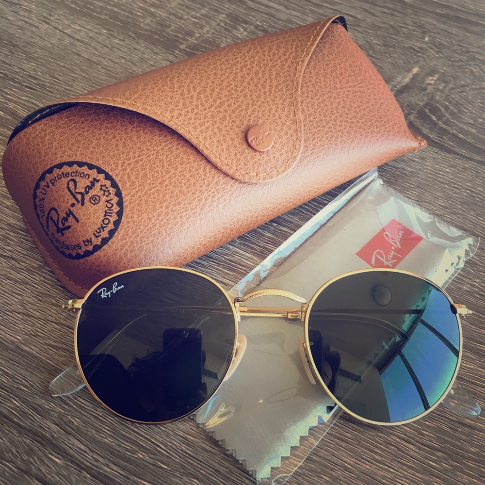 Ray-ban round gold metal frame sunglasses RB 3447